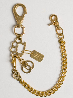 Iron Heart Denim BRASS-W14 Wallet Chain with Rings and Clip - Brass