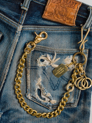 Iron Heart Denim Brass W-6 Wallet Chain with Hook and Rings - Brass1