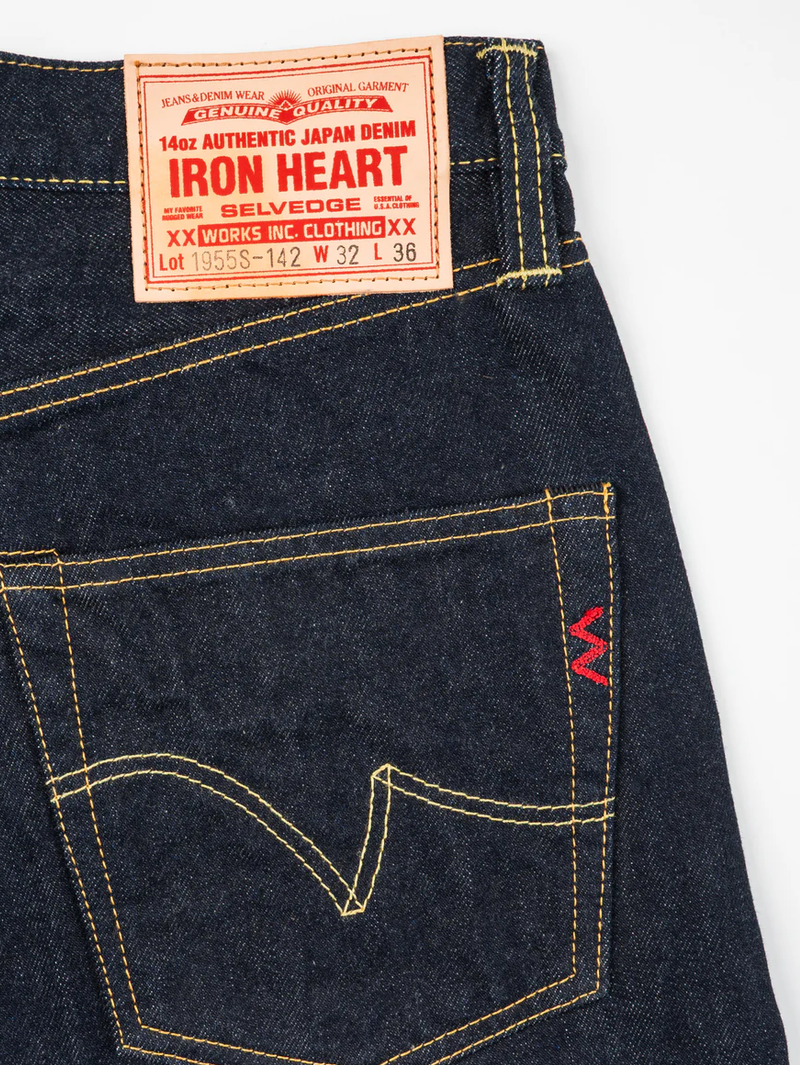 Iron Heart Denim IH-1955S-142 14oz Selvedge Denim "1955" Vintage Tapered Cut Jeans Indigo