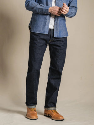 Iron Heart Denim IH-1955S-142od 14oz Selvedge Denim "1955" Vintage Tapered Cut Jeans Indigo Overdyed Black