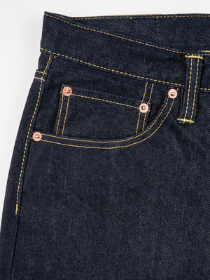 Iron Heart Denim IH-1955S-142od 14oz Selvedge Denim "1955" Vintage Tapered Cut Jeans Indigo Overdyed Black