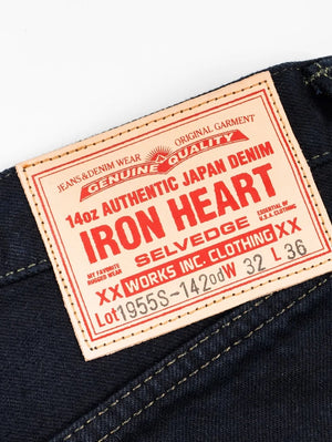 Iron Heart Denim IH-1955S-142od 14oz Selvedge Denim "1955" Vintage Tapered Cut Jeans Indigo Overdyed Black