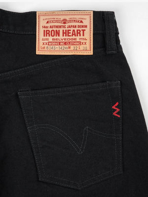 Iron Heart Denim IH-634S-142bb 14oz Selvedge Denim Straight Cut Jeans Black/Black