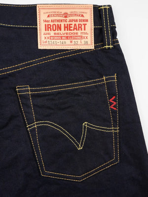 Iron Heart Denim IH-634S-142ib-c Indigo/Black 14oz Selvedge Denim Straight Cut