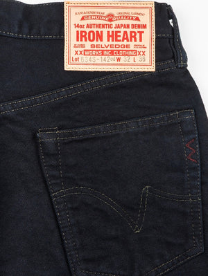 Iron Heart Denim IH-634S-142od Overdyed Black 14oz Selvedge Denim Straight Cut Jeans - Indigo