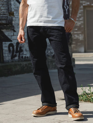 Iron Heart Denim IH-634S-SLBod 16oz Slubby Selvedge Denim Straight Cut Jeans Indigo Overdyed Black