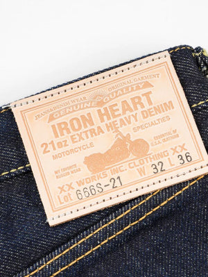 Iron Heart Denim IH-666S-21  21oz Selvedge Indigo Denim Slim Straight Cut Jeans