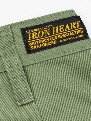 Iron Heart Denim IH-717-OLV 9oz Mercerised Selvedge Cotton Straight Cut Chinos Olive