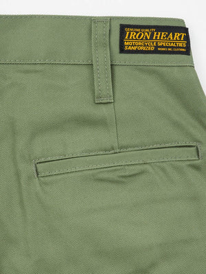 Iron Heart Denim IH-717-OLV 9oz Mercerised Selvedge Cotton Straight Cut Chinos Olive
