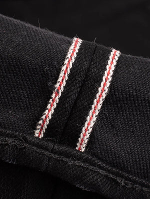 Iron Heart Denim IH-888S-142bb 14oz Selvedge Medium/High Rise Tapered Cut Jeans - Black/Black