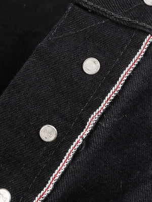 Iron Heart Denim IH-888S-142bb 14oz Selvedge Medium/High Rise Tapered Cut Jeans - Black/Black