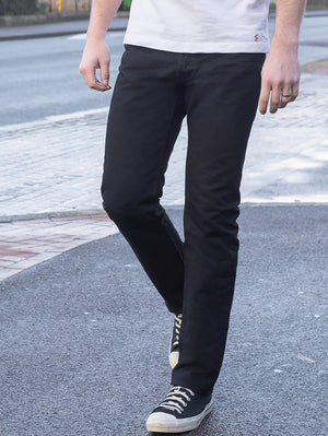 Iron Heart Denim IH-888S-142bb 14oz Selvedge Medium/High Rise Tapered Cut Jeans - Black/Black