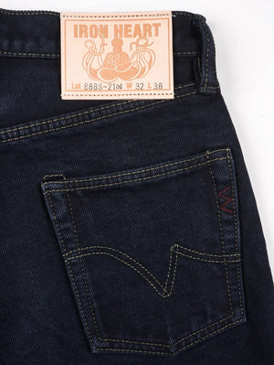 Iron Heart Denim IH-888S-21od 21oz Selvedge Denim Medium/High Rise Tapered Cut Jeans Indigo Overdyed Black