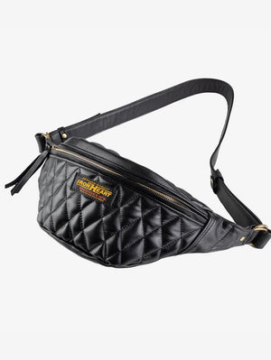 Iron Heart Denim IHE-45-BLK Black Diamond Stitched Leather Waist Bag