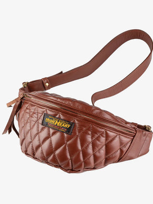 Iron Heart Denim IHE-45-BRN Brown Diamond Stitched Leather Waist Bag