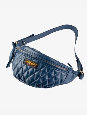 Iron Heart Denim IHE-45-NAV Navy Diamond Stitched Leather Waist Bag