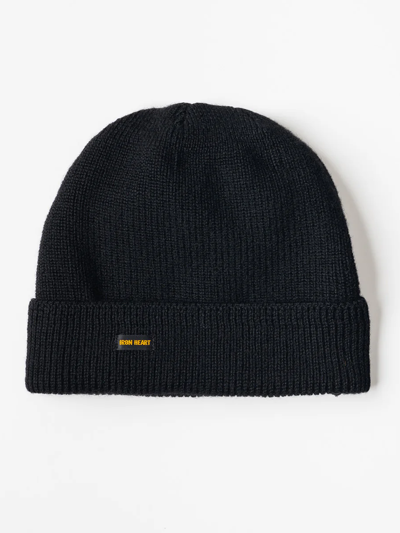 Iron Heart Denim IHG-WOOL Ribbed Black Beanie