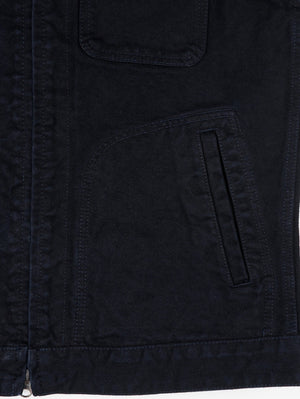 Iron Heart Denim IHJ-123-OD 14oz Broken Twill Selvedge Denim Work Jacket - Indigo Overdyed Black