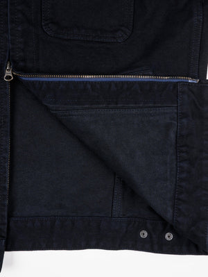 Iron Heart Denim IHJ-123-OD 14oz Broken Twill Selvedge Denim Work Jacket - Indigo Overdyed Black