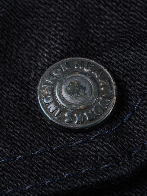Iron Heart Denim IHJ-123-OD 14oz Broken Twill Selvedge Denim Work Jacket - Indigo Overdyed Black