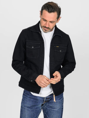 Iron Heart Denim IHJ-123-OD 14oz Broken Twill Selvedge Denim Work Jacket - Indigo Overdyed Black