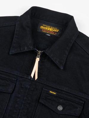 Iron Heart Denim IHJ-123-OD 14oz Broken Twill Selvedge Denim Work Jacket - Indigo Overdyed Black