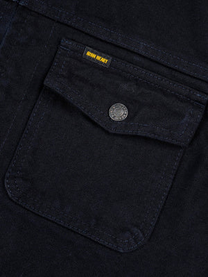 Iron Heart Denim IHJ-123-OD 14oz Broken Twill Selvedge Denim Work Jacket - Indigo Overdyed Black
