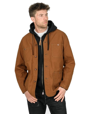 Iron Heart Denim IHJ-159-BRN 13.5oz Duck Collarless Chore Jacket - Brown