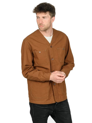 Iron Heart Denim IHJ-159-BRN 13.5oz Duck Collarless Chore Jacket - Brown