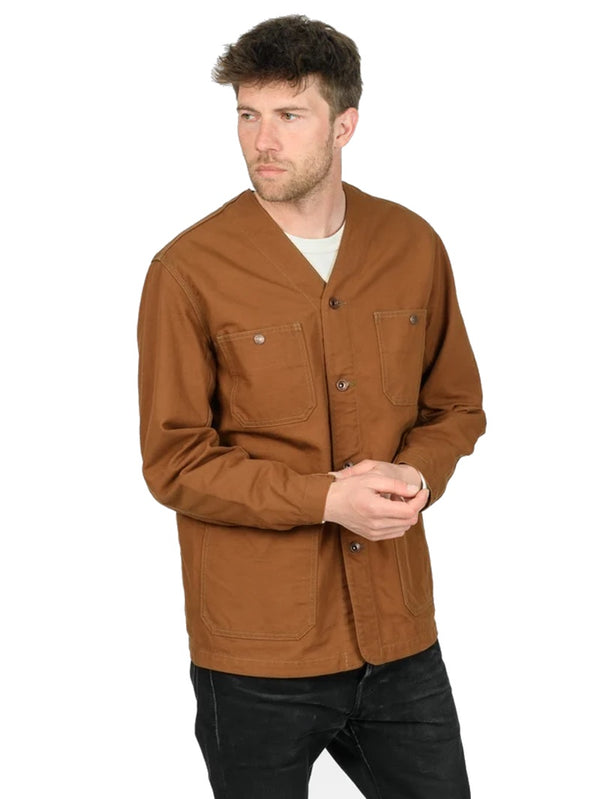 Iron Heart Denim IHJ-159-BRN 13.5oz Duck Collarless Chore Jacket