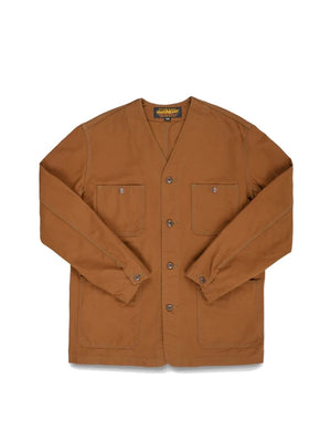 Iron Heart Denim IHJ-159-BRN 13.5oz Duck Collarless Chore Jacket - Brown