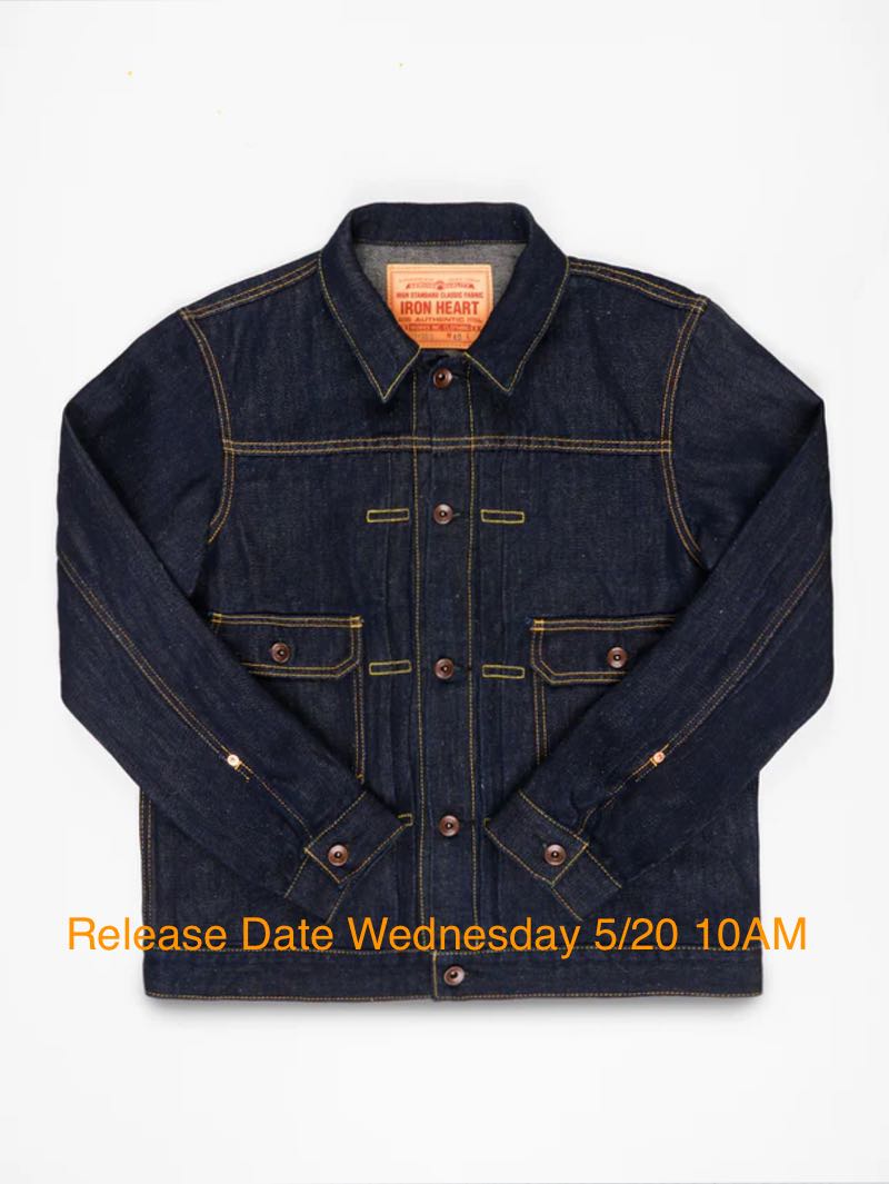 Iron Heart Denim IHJ-163-IND 14oz Cotton/Linen Denim Type II Jacket Indigo