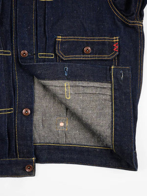 Iron Heart Denim IHJ-163-IND 14oz Cotton/Linen Denim Type II Jacket Indigo