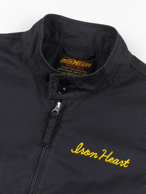 Iron Heart Denim IHJ-165-BLK 6.2oz Serge Drizzler Jacket Black
