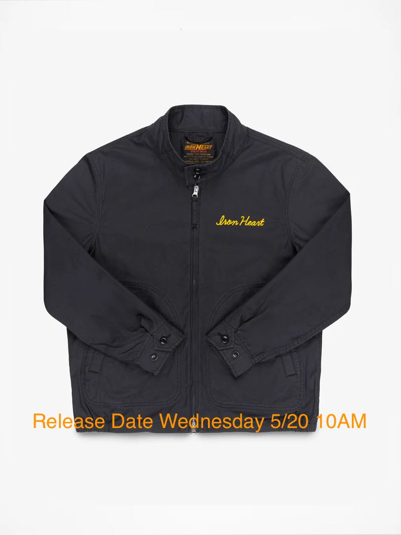 Iron Heart Denim IHJ-165-BLK 6.2oz Serge Drizzler Jacket Black