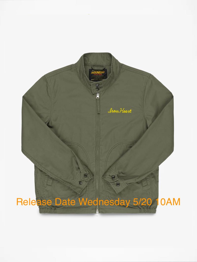 Iron Heart Denim IHJ-165-ODG 6.2oz Serge Drizzler Jacket Olive Drab Green