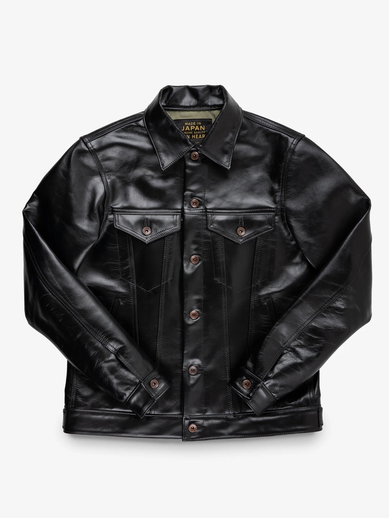 Iron Heart Denim IHJ-64-BLK Japanese Horsehide Modified Type III Jacket Black (Tea-Core Dyed)