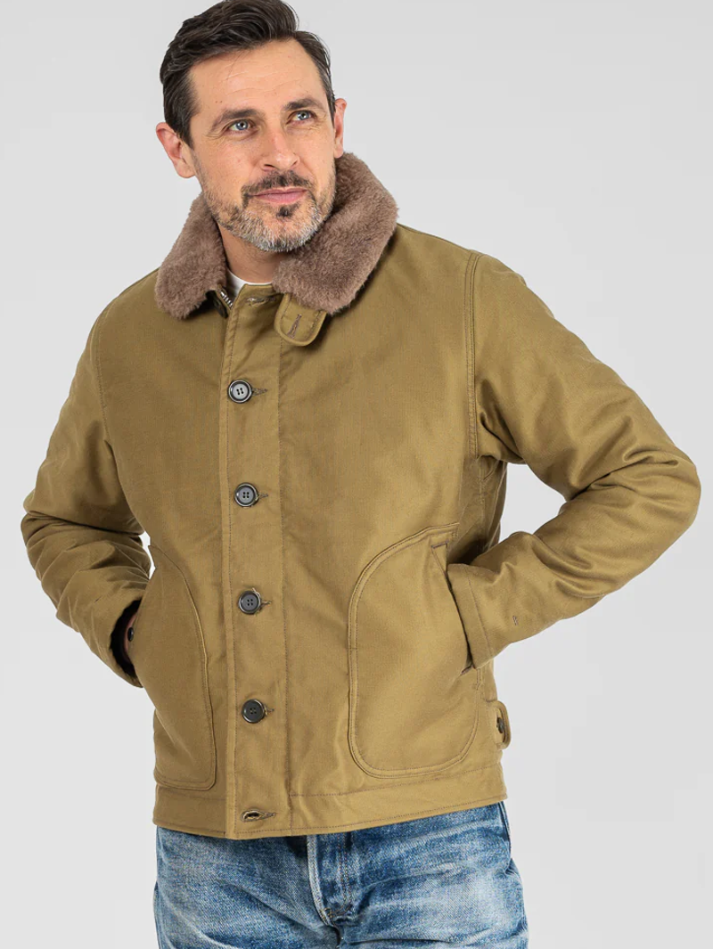 Iron Heart Denim IHM-35-KHA Khaki Whipcord N1 Deck Jacket