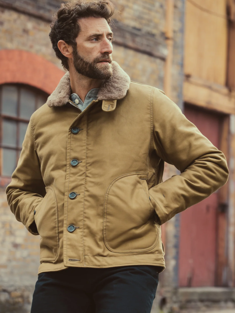 Iron Heart Denim IHM-35-KHA Khaki Whipcord N1 Deck Jacket