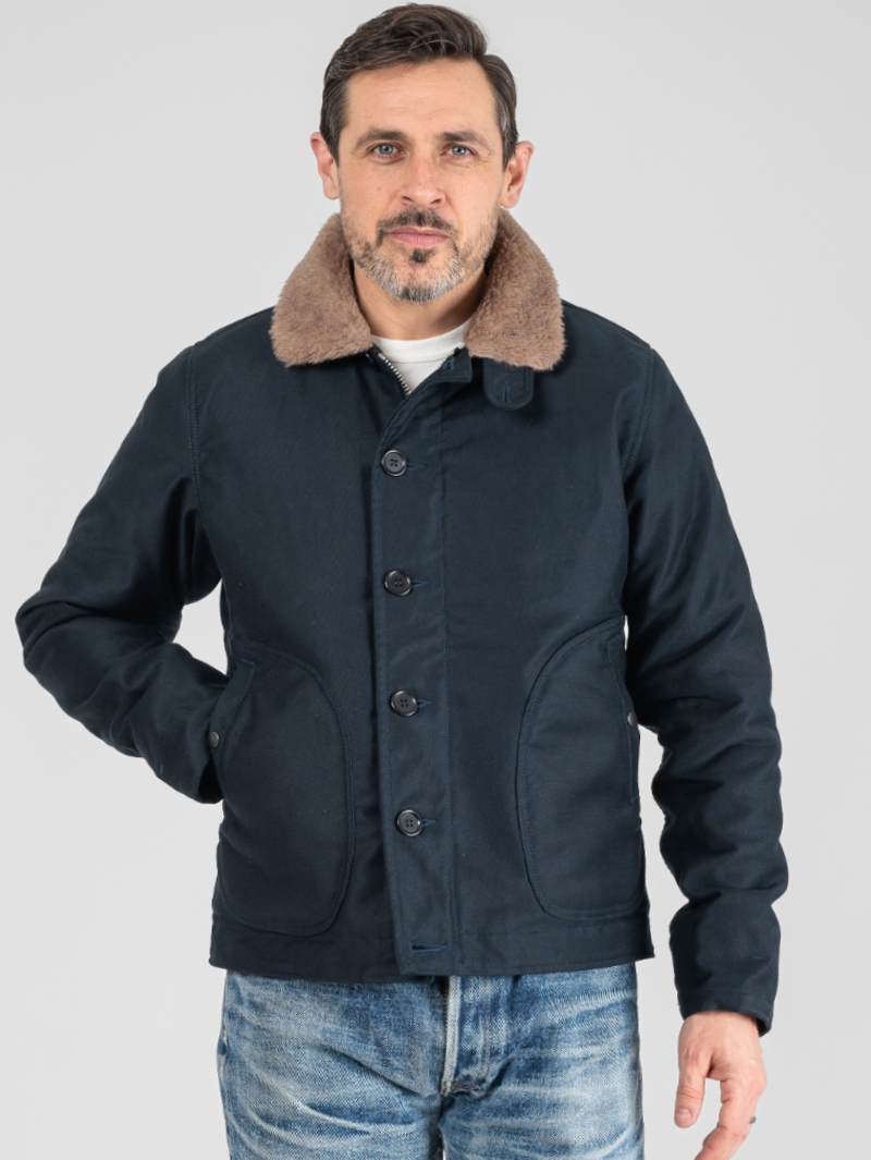 Iron Heart Denim IHM-35-NAV Navy Whipcord N1 Deck Jacket