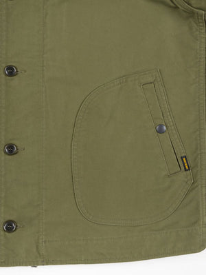 Iron Heart Denim IHM-53-ODG 12oz Whipcord Lightweight N1 Deck Jacket - Olive Drab Green