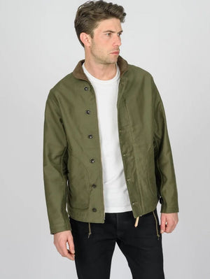 Iron Heart Denim IHM-53-ODG 12oz Whipcord Lightweight N1 Deck Jacket - Olive Drab Green