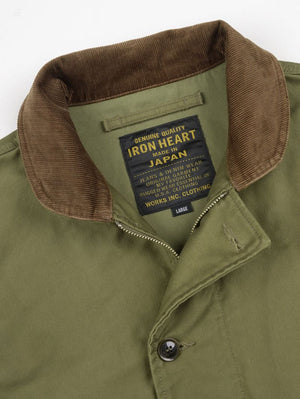 Iron Heart Denim IHM-53-ODG 12oz Whipcord Lightweight N1 Deck Jacket - Olive Drab Green