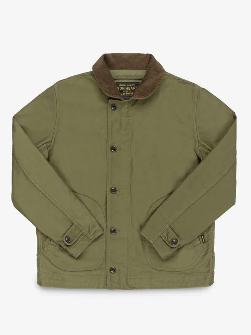 Iron Heart Denim IHM-53-ODG 12oz Whipcord Lightweight N1 Deck Jacket - Olive Drab Green