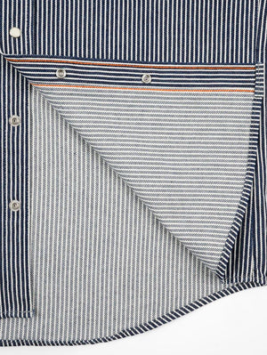 Iron Heart Denim IHSH-07-IND 12oz Hickory Stripe Western Shirt Indigo