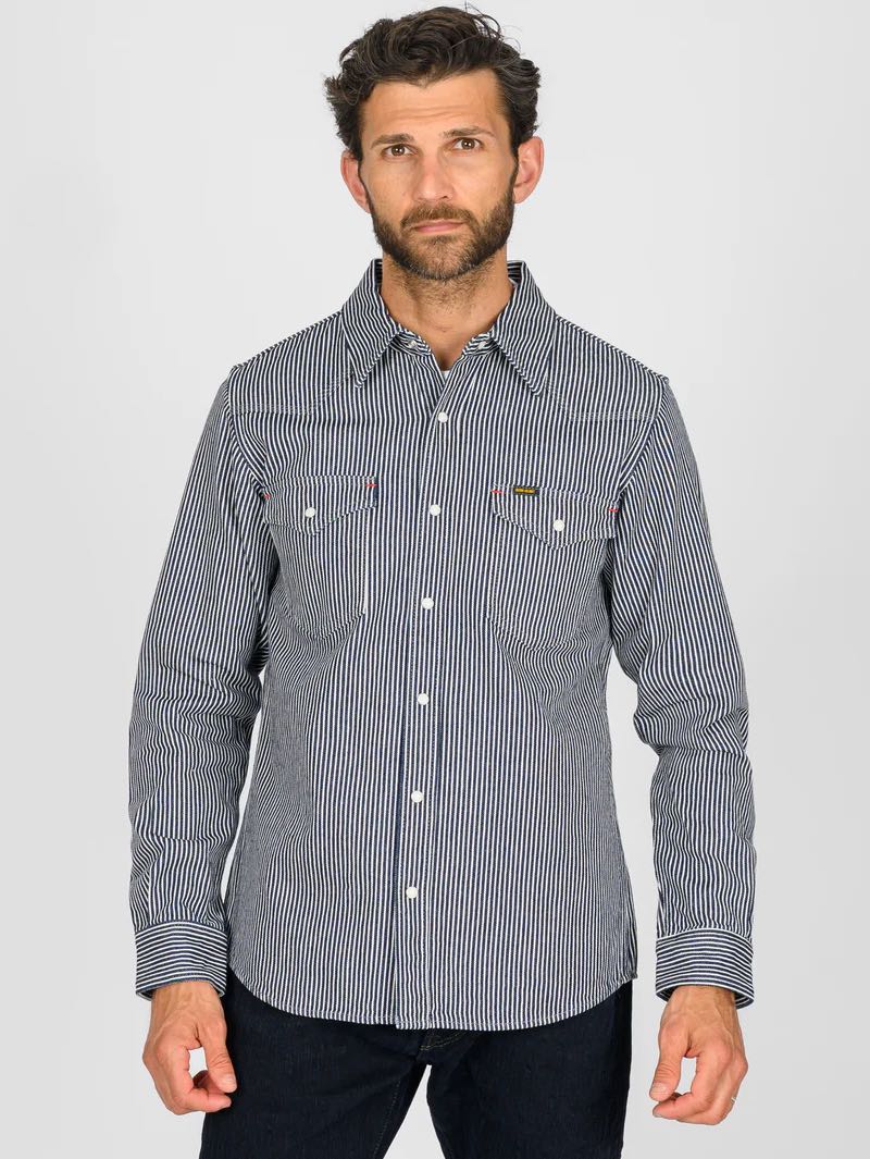 Iron Heart Denim IHSH-07-IND 12oz Hickory Stripe Western Shirt