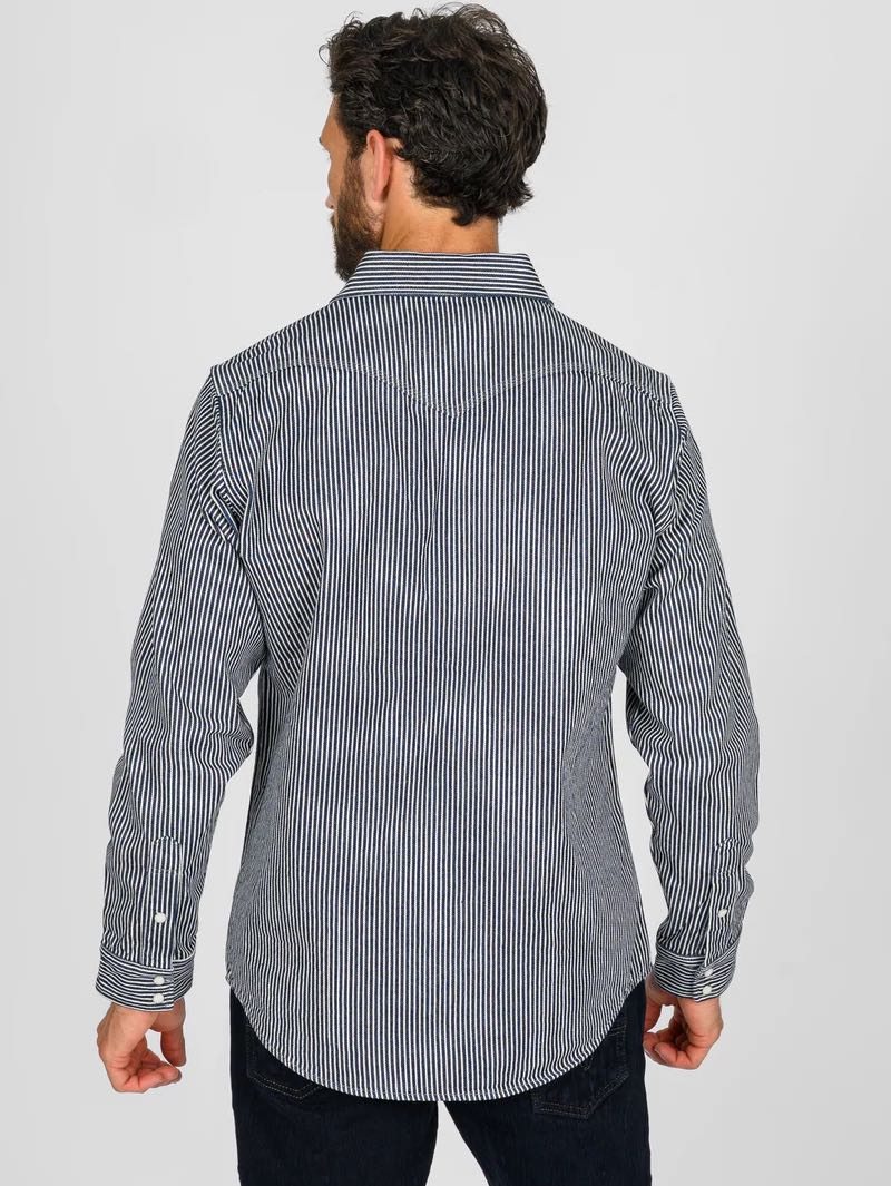 Iron Heart Denim IHSH-07-IND 12oz Hickory Stripe Western Shirt