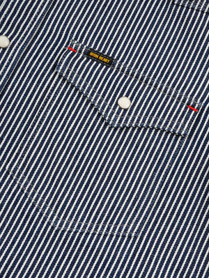 Iron Heart Denim IHSH-07-IND 12oz Hickory Stripe Western Shirt Indigo
