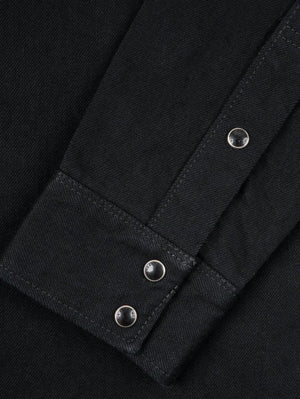 Iron Heart Denim IHSH-218-BLK 12oz Black "The Johnny Cash III" Selvedge Denim Western Shirt