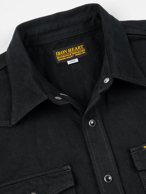 Iron Heart Denim IHSH-218-BLK 12oz Black "The Johnny Cash III" Selvedge Denim Western Shirt